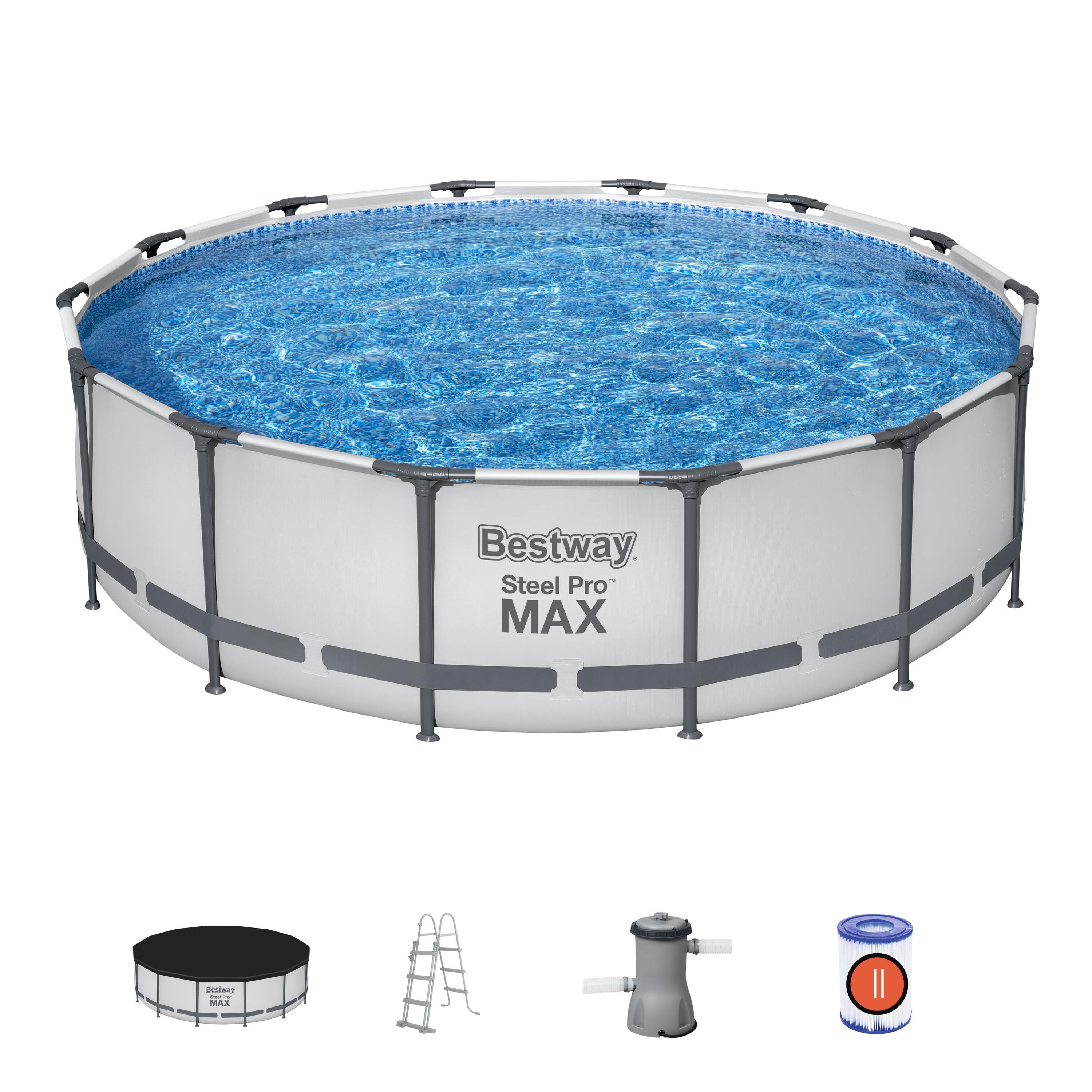 Set piscina da 427x107 cm grigio chiaro