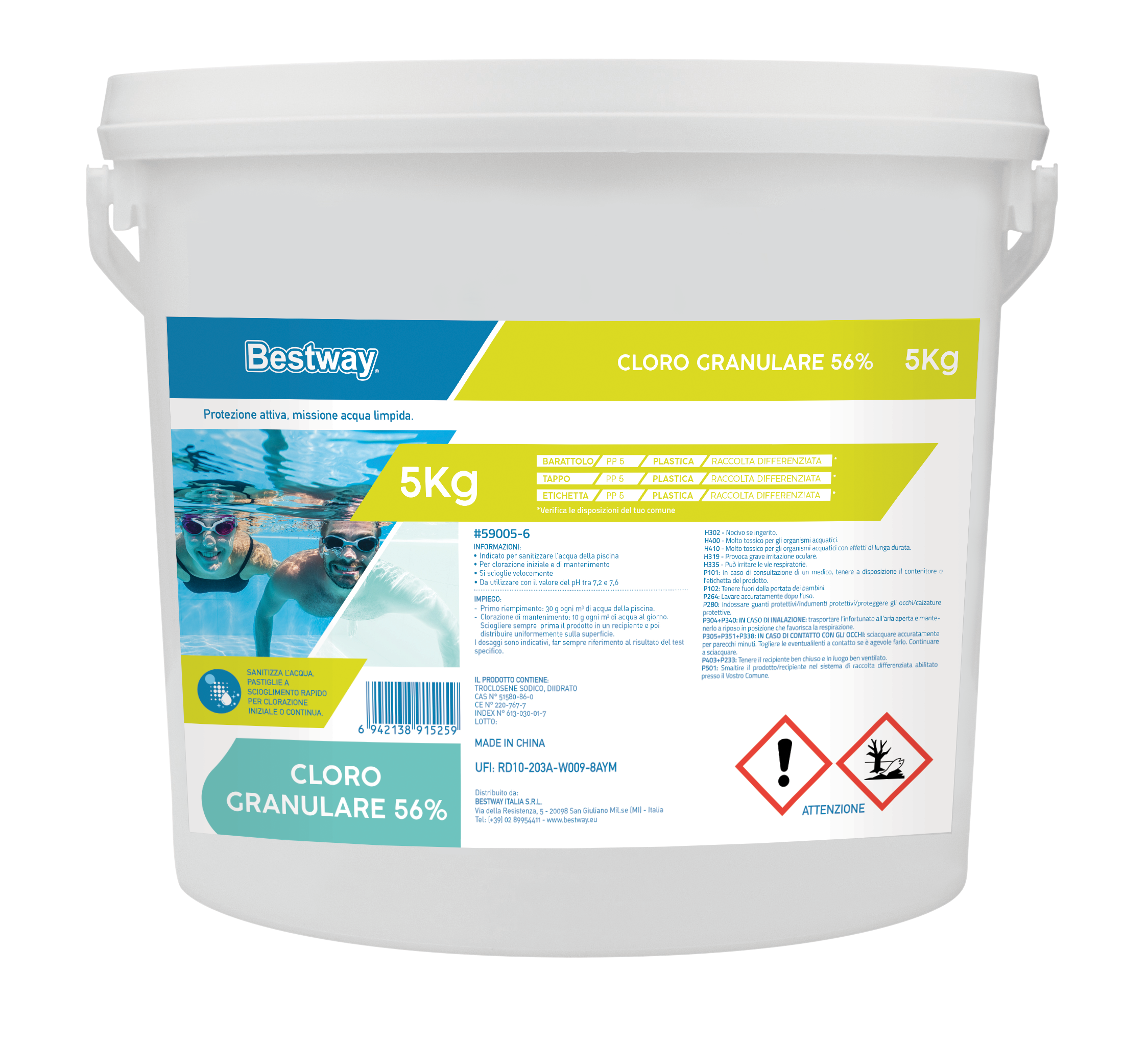 Cloro granulare 56% da 5 Kg per piscina