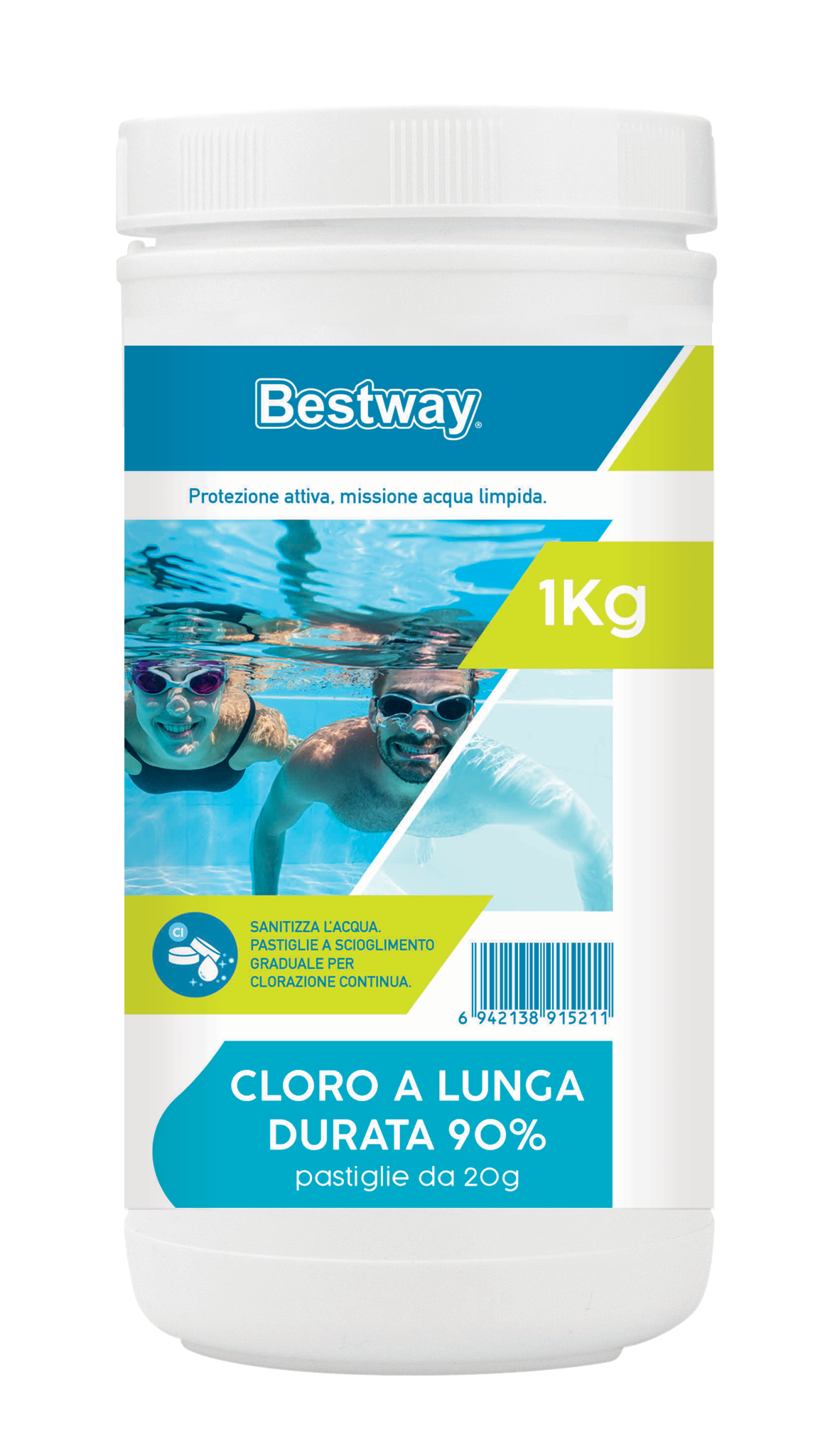 Cloro a lunga durata 90%, in pastiglie da 20 g