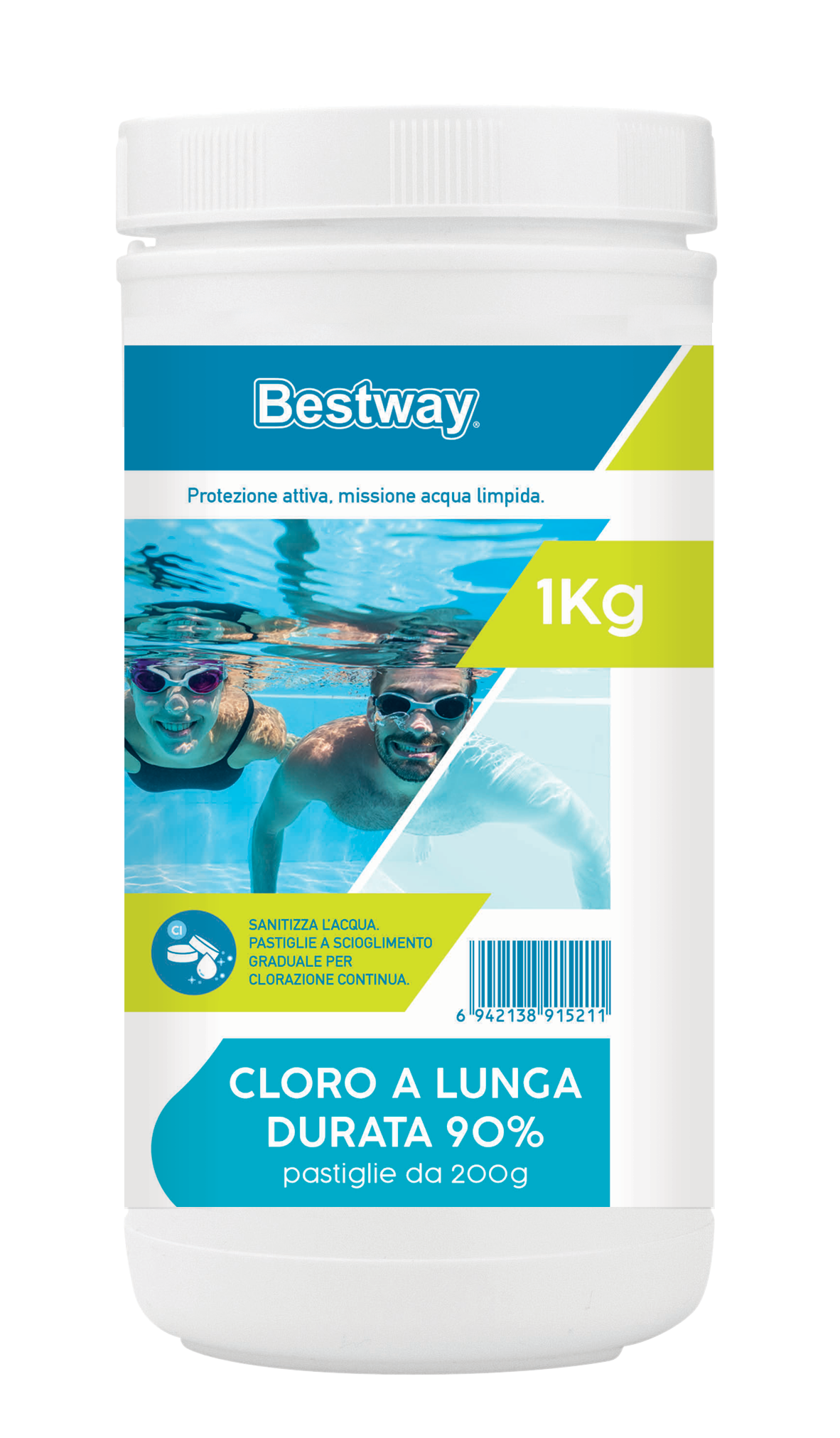 Cloro a lunga durata 90%, in pastiglie da 200 g