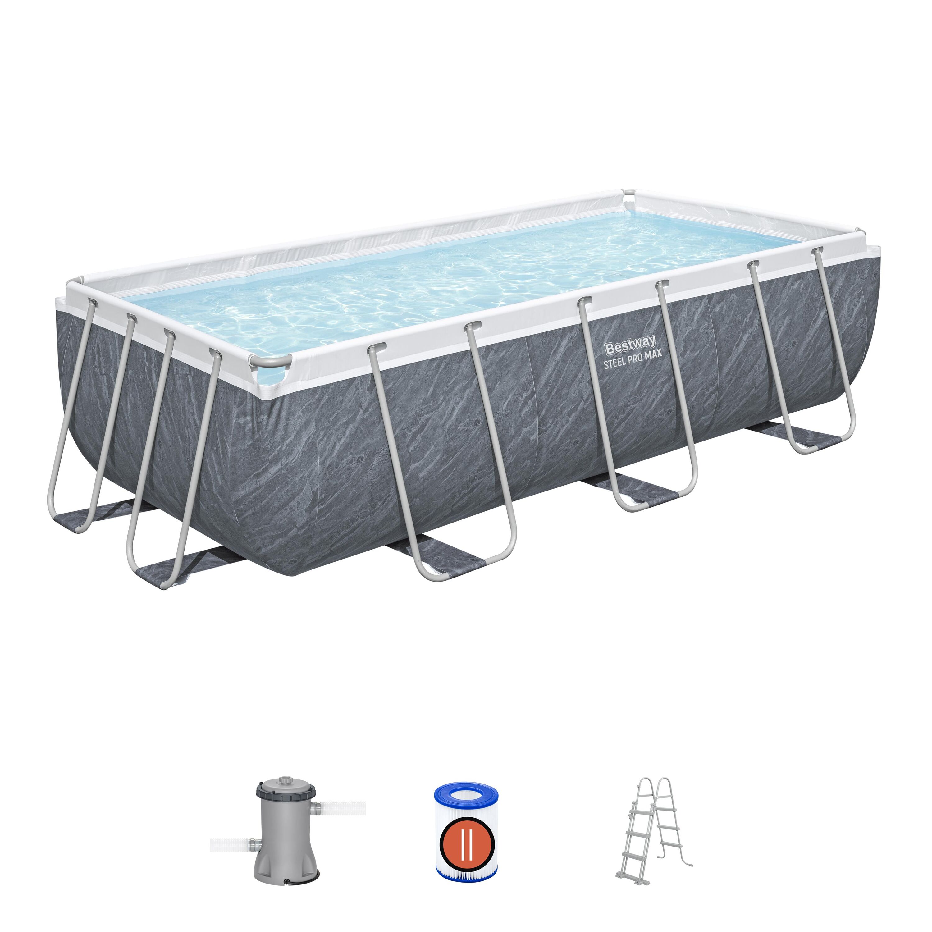 Set piscina da 404x201x100 cm effetto marmo