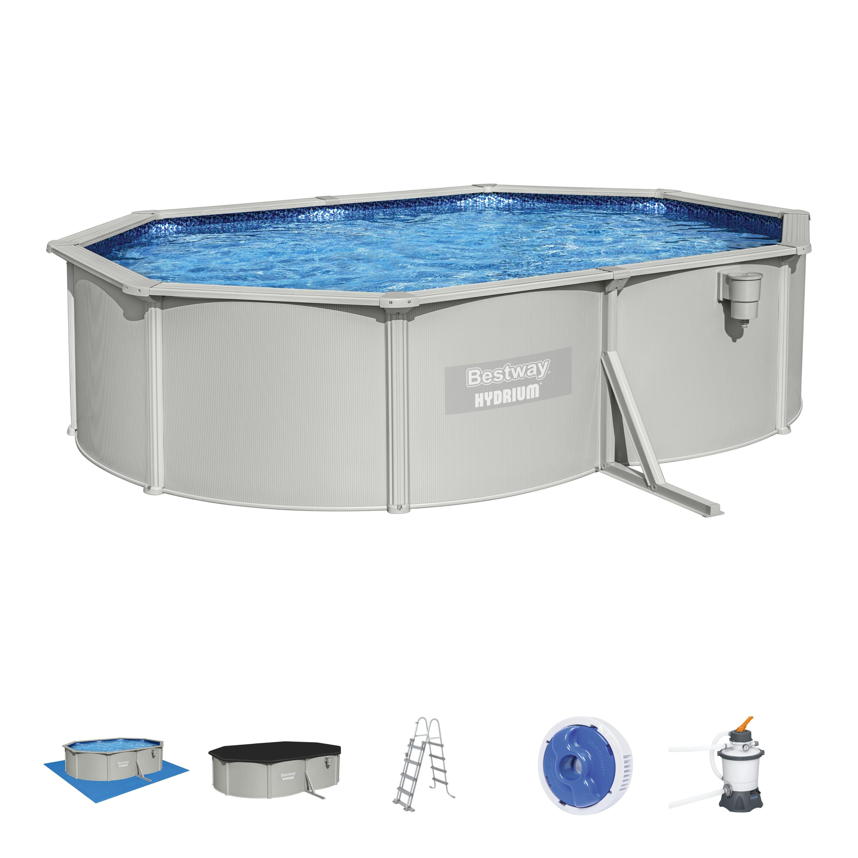 Set piscina Hydrium grigio chiaro da 500x366x122 cm