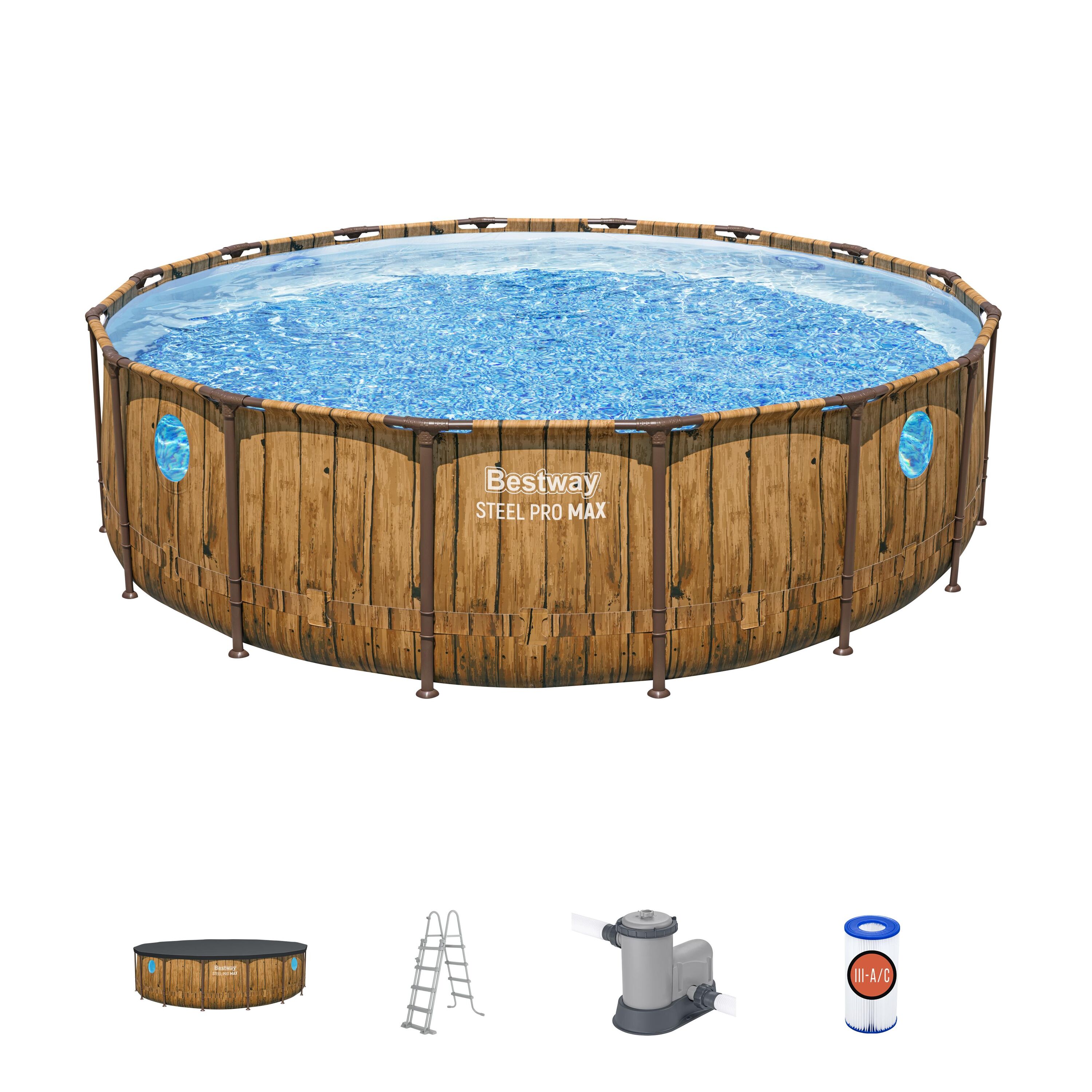 Set piscina - 488x122 cm effetto legno